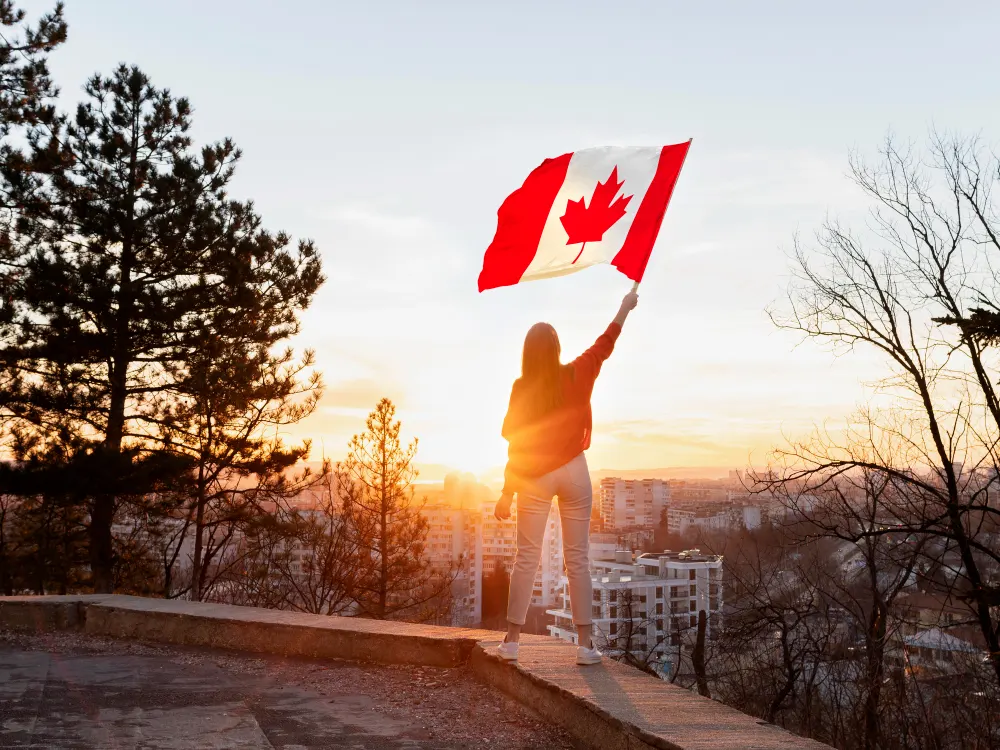 full-shot-woman-with-canadian-flag