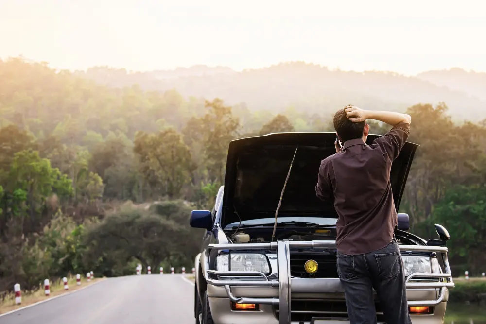 man-try-fix-car-engine-problem-local-road-chiang-mai-thailand