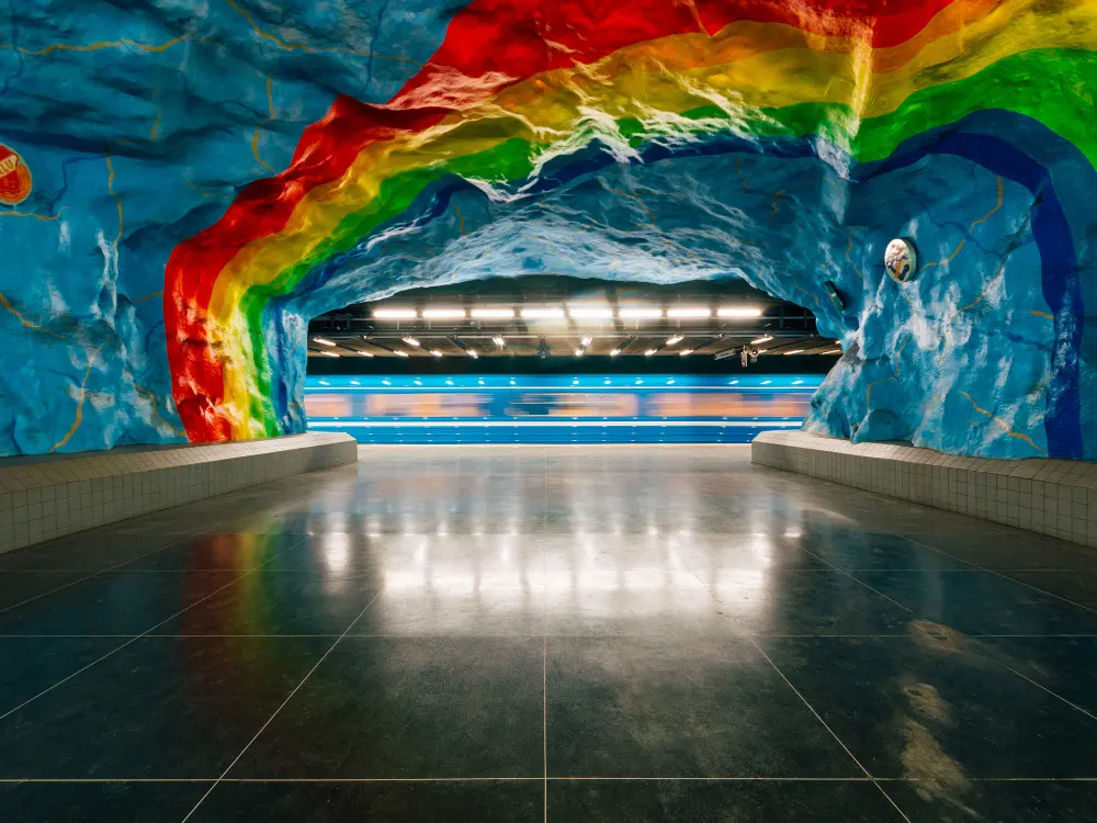 stockholm-underground-with-painting-pride-flag-wall