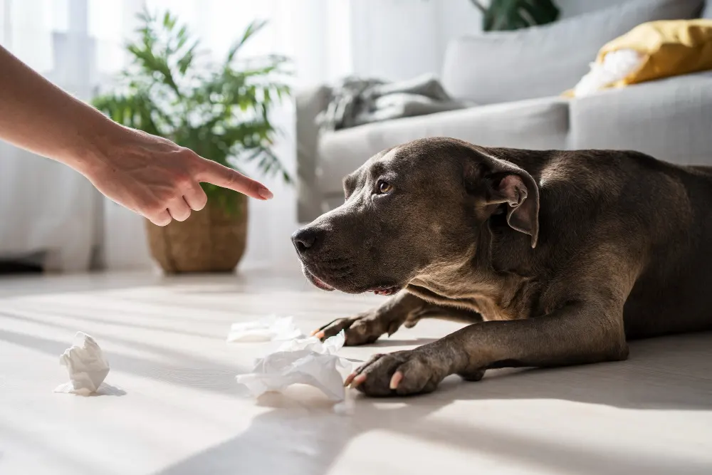 side-view-hand-scolding-bad-dog