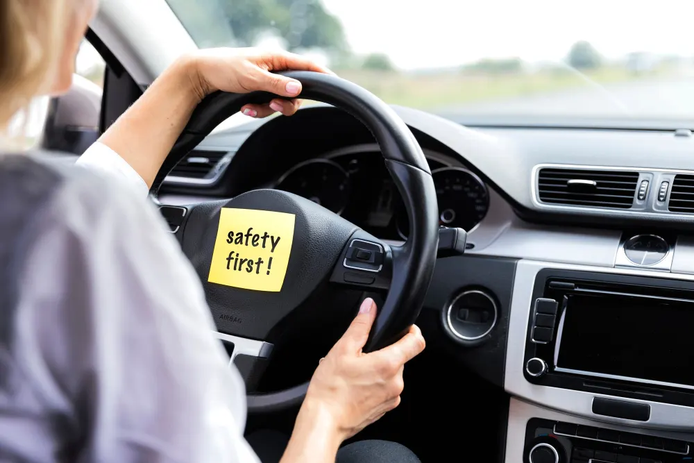 safety-first-sign-on-car-wheel