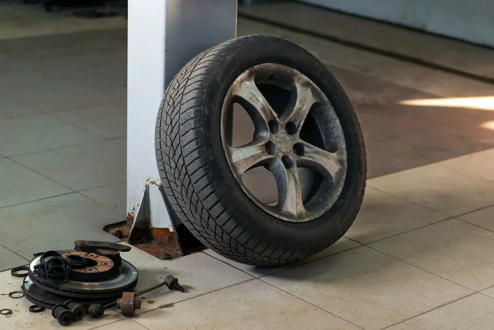 view-of-wheel-in-the-car-repair-shop