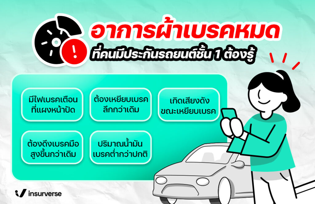 อาการผ้าเบรคหมด ที่คนมีประกันรถยนต์ชั้น 1 ต้องรู้