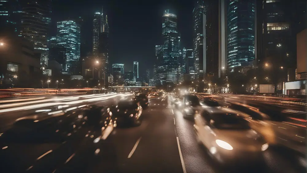 Car-light-trails-on-the-road-in-shanghai-china