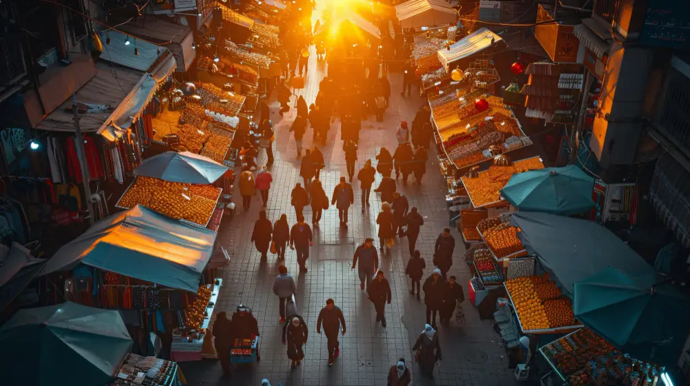 beautiful-street-market-at-sunset